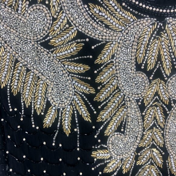 Laurence Kazar Beaded Blouse Top Metallic Medium - Picture 2 of 8